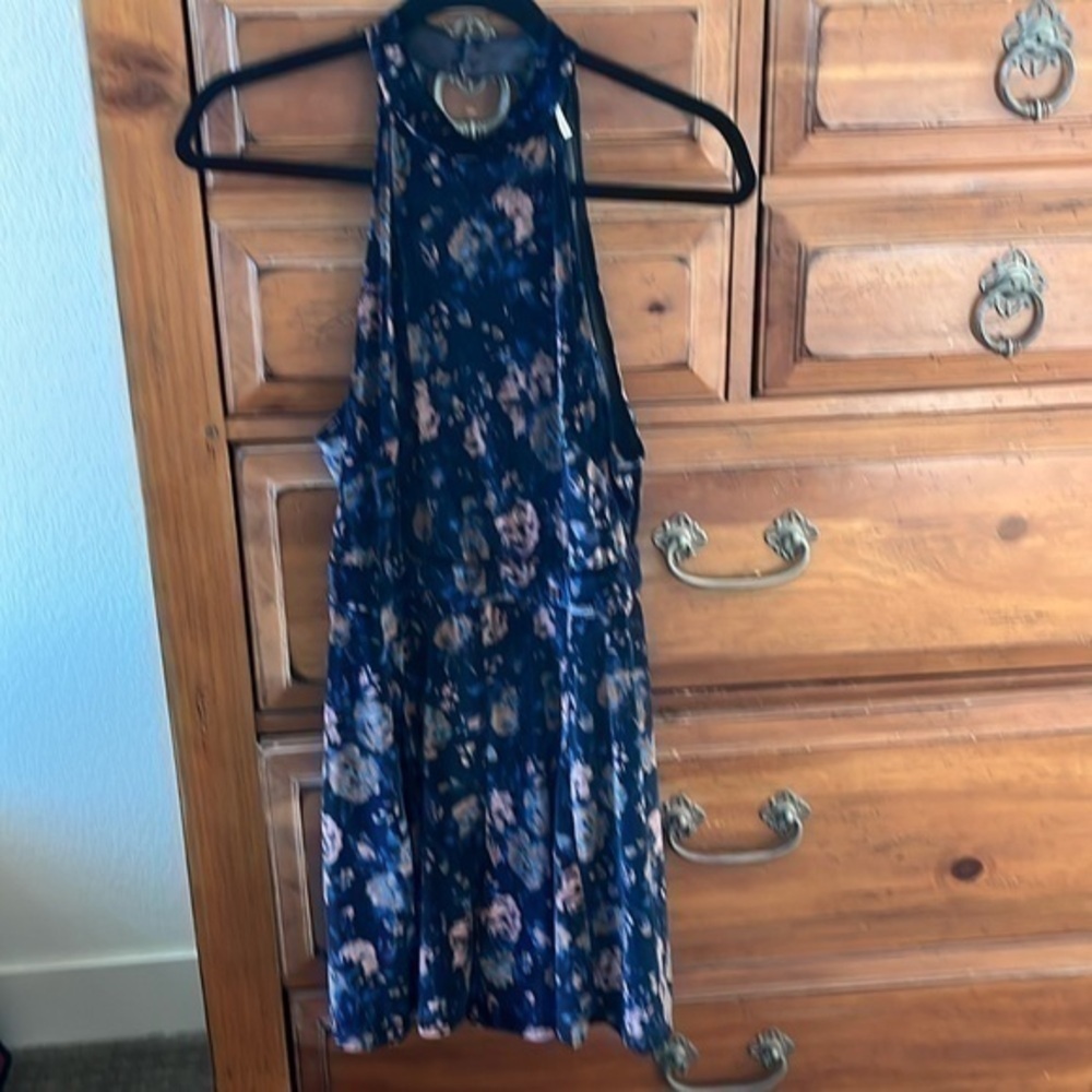 Free People Women’s Blue And Brown Velvety Dress Size Small NWOT